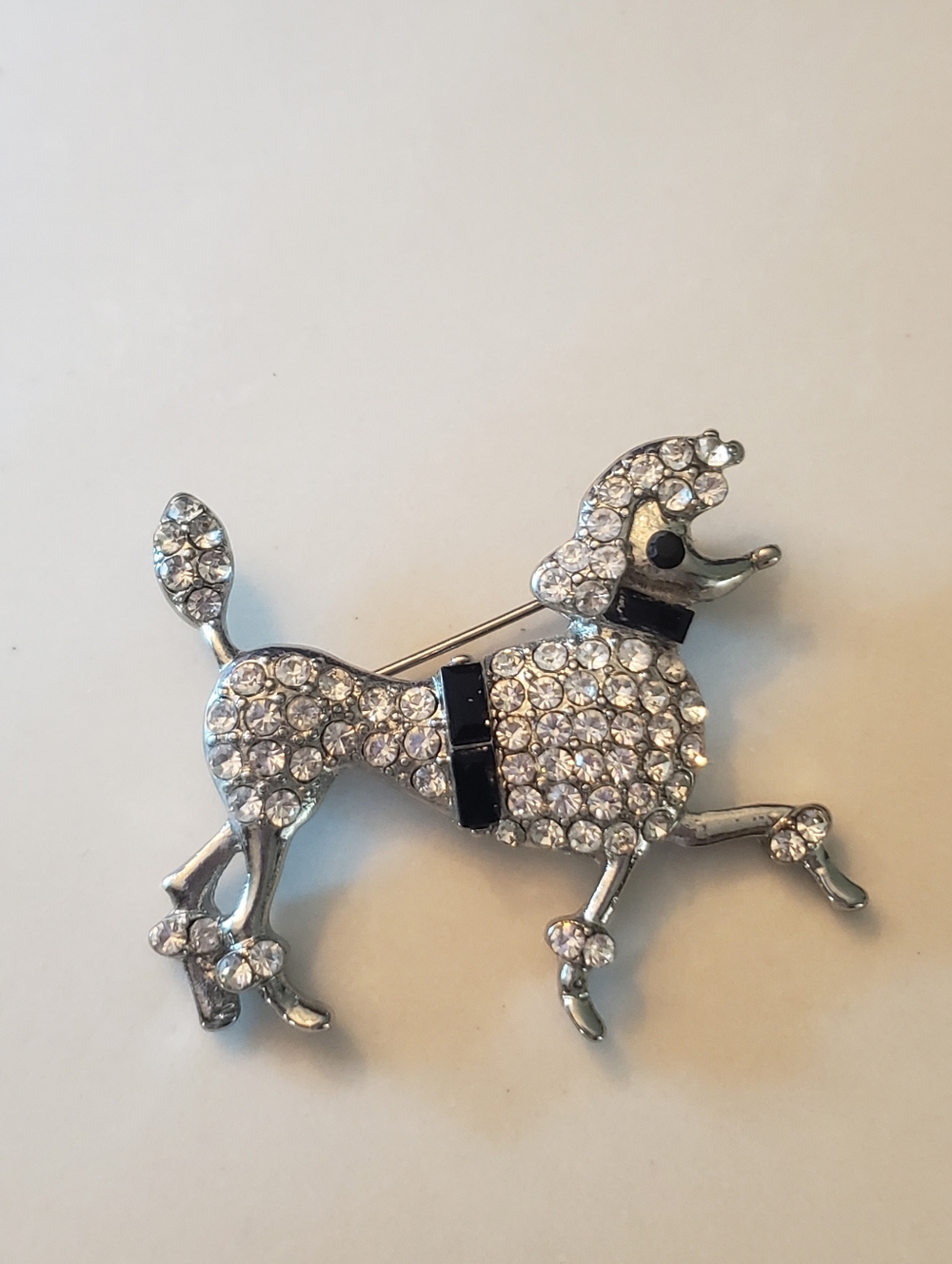 Rhinestone Poodle Brooch, Not Used, Sparkle